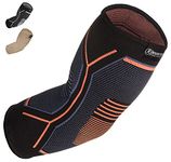 Kunto Fitness Products Elbow Brace Support Sleeve for Pain, Joint Compression, Circulation, Sports, Golf, Tennis, Athletics & Everyday Use! (XL, Orange/Blue)