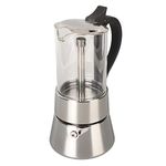 Moka Express 4 Cup, Classic Stovetop Espresso Coffee Maker, Crystal Glass Top and Stainless Steel Stovetop Moka Pot for Induction, Ceramic, Gas and Electric Stove
