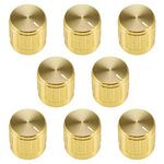 uxcell 8Pcs 17x 17mm Aluminium Alloy Potentiometer Volume Control Rotary Knob Knurled Shaft Hole Gold Tone,for 6mm Diameter Shaft Guitar Volume Knob.