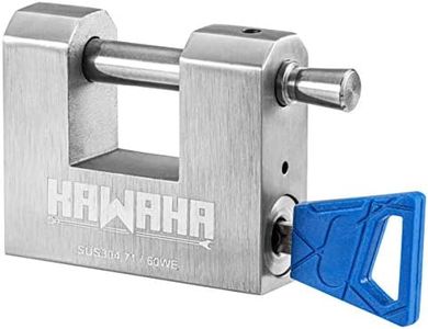 KAWAHA 71/60KD-3K Stainless Steel D-Shaped Heavy Duty Padlock with Key for Garage Door, Containers, Shed and Warehouse (2-3/4 inch, Keyed Different - 3 Keys)