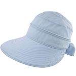 XIAOHAWANG Women Sun Visor Hats UPF 50+ Wide Brim Summer Caps UV Protection Ponytail Hat Detachable Beach Cap (A-light blue, one size)