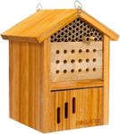 Mason Bee House -Wax Coated Bee Houses,Bee House for The Garden, Mason Bee Hotel Waterproof, Natural Handmade Wooden Mason Bee Home, Attracts Peaceful Bee Pollinators,Native Mason Bee Habitat