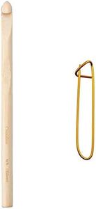 ChiaoGoo Crochet Hook Bamboo Dark Patina; Size US S (19mm) Bundle with 1 Sturdy Stitch Holder 1022-S