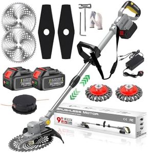 Cordless Strimmer with Weed Brush 21V Grass Strimmer with 2 x 4.0Ah Battery and Charger Brushless Electric Garden Strimmer 4 in 1 Battery Strimmer Brush Cutter Adjustable Telescopic, Grey