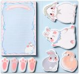 Hommie Cute Sticky Notes Set, Sticky Notes Set Planner Dividers, Easter Bunny Self-Stick Memo Pads with Animal Divider Tabs, Bundle Writing Designs for Office, School, Easter Party Supplies