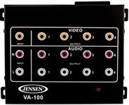 Jensen VA100 Audio/Video Distribution Amplifier, Can connect the outputs of the VA100 to up to four screens or video monitors, Video input jack, Left/Right audio input jacks, DC input