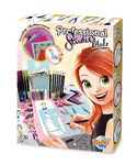 BUKI France 5408 Professional Studio Mode Fashion Designer Kit. Create & Design Outfits. Includes Self-adhesive Fabric, Feathers, Glitter, Felt, Ribbons, Felt-tips, Pencils, Scissors. Suitable for 7+