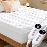 MASVIS Heated Mattress Pad King Size with Dual Control - Electric Mattress Pads with 9 Heating Settings Controller & Auto Off 2/4/6/10 Hrs, Deep Pocket Bed Warmer for Bedroom, ETL Certified,White