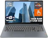 Lenovo IdeaPad Slim 3 15.6" FHD IPS Touchscreen Laptop, AMD Ryzen 7 5825U, 16GB DDR4 RAM, 512GB SSD, Windows 11 Home, Wi-Fi 6, USB-C, HDMI, Lightweight Student and Business Laptop