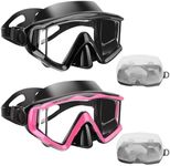 Diving mask Anti-Fog Swimming Snorkel mask Suitable for Adults Scuba Dive Swim Snorkeling Goggles Masks (Black+Pink, Adult)