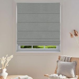 TINFONBLY Blackout Custom Roman Shades for Windows, Thermal Insulated Sunlight Blocking Window Blinds for Home Office, Privacy French Door Shade, 25" W x 76" H Stone Grey, Easy Install