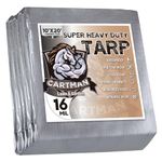 CARTMAN Finished Size 10x20 Feet Extra Thick 16 Mil Ultra Heavy Duty Poly Tarp, Multipurpose Protective Cover, UV Resistant, Waterproof Poly Tarpaulin with Reinforced Edges