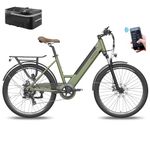 Fafrees Electric Bike with APP, 26 Inches Electric Bikes for Adult Low Frame, 36V 14.5Ah Removable Battery Pedal Assist Ebike, 250W Electric Bicycle for City, 7-Speed Gears, F26 Pro Upgrade Green