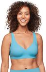 Warner's Women's No Side Effects Underarm and Back-Smoothing Comfort Wireless Lightly Lined T-Shirt Bra Ra2231a, Blue Moon, Large