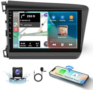 for Honda Civic 2012-2015 Android Car Stereo with Wireless Carplay Android Auto, 9 Inch Touch Screen Bluetooth Car Radio Support GPS Navigation WiFi HiFi Audio FM SWC USB + HD Backup Camera