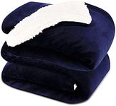 NANPIPER King Size Blanket Warm Sherpa Blanket, Soft Fleece Throw Blanket for Bed, Reversible Thick Fuzzy Blanket for Winter (Navy Blue,90x108 inches)