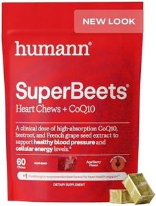 humanN SuperBeets Heart Chews Advanced - 100mg of CoQ10 Plus Beetroot & Grape Seed Extract, 60 Count
