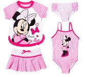 Disney Princess Ariel Frozen Minnie Mouse Girls Mix and Match Multi-Pack Swim Sets UPF 50+ Protection Quick Dry, Minnie Mouse, Pink, Polka Dots, 4T