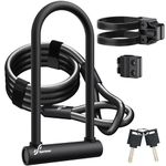 Sportneer Bike Lock, 18mm Heavy Duty Bike U Lock Plus Size with 6Ft/1.8M High Security Steel Cable & Adjustable Mounting Bracket & Key Anti Theft Secure Locks for Bikes, E-Bikes, Motorbikes, Scooters