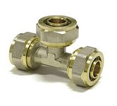 Tee PEX-AL-PEX 16 mm x 16 mm x 16 mm Brass Compression Fittings Compression Fit (2)