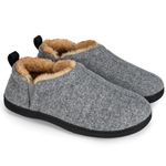 Snug Leaves Mens Slippers Memory Foam Faux Wool Warm Anti-Slip House Shoes Cool Grey，10-11 UK