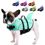 Queenmore Small Dog Shark Life Jacket,Dog Life Vest for Swimming Boating Kayaking,High Buoyancy Puppy Dog Life Preserver,Reflective Light Dog Lifesaver with Strong Rescue Handle (Light Blue,XS)