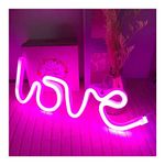 ENUOLI Love Neon Light Neon Love Signs Pink Neon Light Signs LED Love Signs for Valentine's Gift Girls Room Kids Room Neon Wall Sign USB/Battery Powered Neon Light up