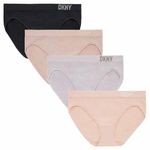 DKNY Women's 4 Pack Seamless Rib Bikini Ladies Underwear (US, Alpha, Medium, Regular, Regular, Black/Pink/Gray), Black Pink Gray