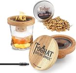 THOUSAND OAKS BARREL Foghat Cocktail Smoker W/Bourbon Barrel Wood Shavings-Infuse Cocktails, Wine, Whiskey, Cheese, Meats, Dried Fruits, Salt and More!-Smoking Glass Cloche Accessories