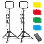 APEXEL Photography Video Lighting Kit, LED Dimmable 5600K USB Studio Lights for Video Recording with Adjustable Tripod Stand and Color Filters for Camera/Live Streaming/Video Conference/Vlogging