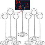 LATERN 12Pcs Table Number Holders, 22CM Silver Tall Place Card Holder Wire Picture Stands for Place Cards Name Memo Menu in Wedding Party Graduation Reception Restaurant Home Office (Silver)