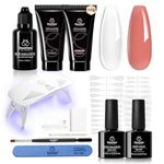 Beetles Poly Nail Extension Gel with Uv Light Starter Kit- 2 Colors Clear Pink Colors All In One Kit Poly Nails Gel Set Builder