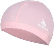 Fabric Swim Cap Women Adult - One Size Pink Swim Cap, Swimcap for Long and Short Hair, Cloth Swim Cap for Women, Lightweight and Comfortable, Perfect for Pool, Beach, Lap Swimming, Gifts for Swimmers