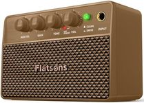 Flatsons FBA-10 Guitar Amplifier, Drive/Clean Tone Electric Guitars Amp, 10W Mini Portable Amp with Type-C Rechargeable Battery 6H Work, Wireless Vintage Guitar Speaker for Practice Travel (Brown)