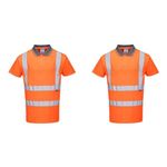 Portwest RT22 Reflective Safety Hi-Vis Polo Shirt S/S Orange, Large