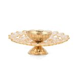 Casa Illuminate Crystal Akhand Diya Decorative Brass Oil Lamp Tea Light Holder Lantern Puja Lamp for Home Office Gift Pooja Articles Décor, Lotus Shaped 6 inch Diya Lantern (Gold and White)