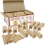 Wooden Train Track 52 Piece Set - 18 Feet of Track Expansion and 5 Distinct Pieces - 100% Compatible with All Major Brands Including Thomas Wooden Railway System - by Right Track Toys