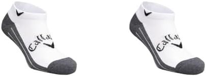 Callaway Men's 2022 Men's Tour Cotton Crew Socks, White/Charcoal, L - XL (Pack of 2)