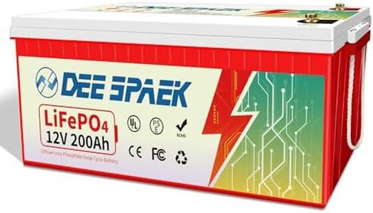 DeeSpaek LiFePO4 Battery 12V 200Ah, Rechargeable 4000-15000 Deep Cycle Lithium Batteries 10-Year Lifespan with 200A BMS, Max.2560Wh Perfect for RV, Solar, Marine, Trolling Motor and Camping