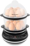 Elite Gourmet EGC314CB Digital Easy Egg Cooker Food Steamer, Poacher, Omelet, Soft, Medium, Hard-Boiled Egg with 6 Programmed Preset Functions, 2-Tiers, Measuring Cup, BPA Free, 14 egg capacity, Black