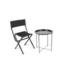 PENG ESSENTIALS Coffee Table with 1 Folding Chair- Black | Portable & Easily Stored | Sturdy & Space-Saving Design - Ideal for Living Room, Restaurant Chair| Ideal for Indoor & Outdoor (Metal Black)