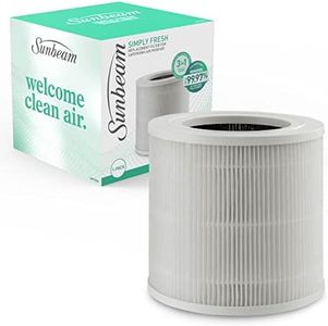 Sunbeam Simply Fresh Air Purifier Replacement Air Filter 3-in-1 Filtration System w/ True HEPA Filter Removes 99.97 percent Airborne Particles, 360° Air Intake, Easy Maintenance, White, SAPF0900