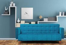 Seventh Heaven Lisbon 4 Seater (72"X44"X16") Wooden Sofa Cum Bed with Armrest | Wide Armrest | Sofa Bed | Sofa cuma Bed | Convertible Sofa to Bed | Sofa for Living Room (Chenille Molfino- Sky Blue)