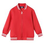 LittleSpring Kids Varsity Jacket Red 4T Quick Dry Girls Baseball Jacket Casual Sport for Boys Clothes