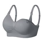 PLUMBURY Women Seamless Padded Full Coverage Pregnancy|Nursing|Maternity Bra for Feeding, Size 44C, Grey