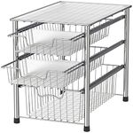 SimpleHouseware Stackable 3 Tier Sliding Basket Organizer Drawer, Chrome