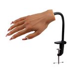 KnowU Silicone Practice Hand for Acrylic Nails, Nail Pratice Hand with Stand Bracket, Realistic Fake Hand Model for Nails Art Practice Tool,Fexible and Bendable, Right