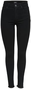 ONLY NOS Damen Skinny Skinny Jeans onlBLUSH MID SK ANK RAWJNS REA2343 NOOS 15167313, Gr. XL/32 (Herstellergröße: XL), Schwarz (Black Denim)