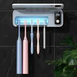 StarWin Toothbrush Cleaner, 5 Slots Wall Mounted Toothbrush Holder for Bathroom, Suitable for Most Toothbrushes, No Drilling