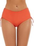 Bonneuitbebe Women's Bikini Bottoms Full Coverage Swim Bottoms Mid Waisted Bathing Suit Bottoms Swimsuit Bottoms Orange